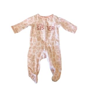 Carter's Pink Animal Print Little Sister Footie